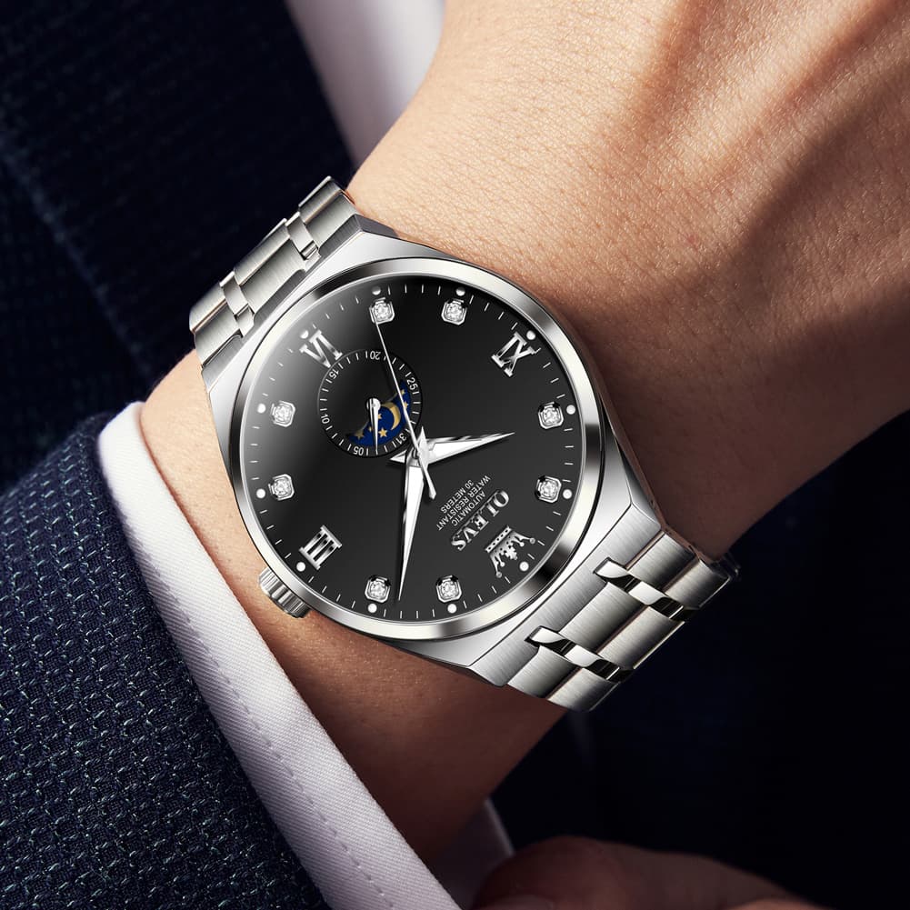 OLEVS 7069 Octagonal Moon Phase Automatic Watch For Men