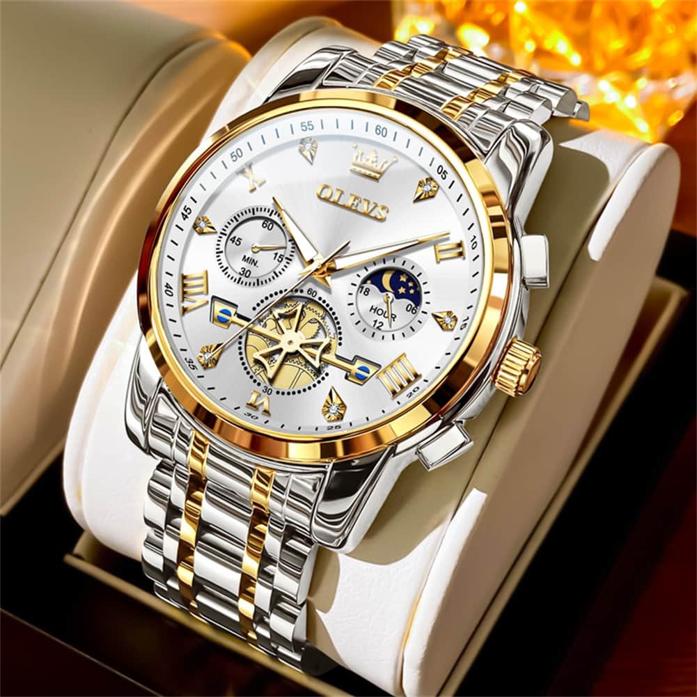 OLEVS 2856 Luxury Moon Phase Chronograph Quartz Watch for Men