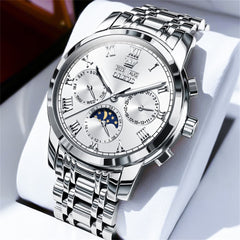 OLEVS 6692 Automatic Moon Phase Multifunction Steel Watch for Men