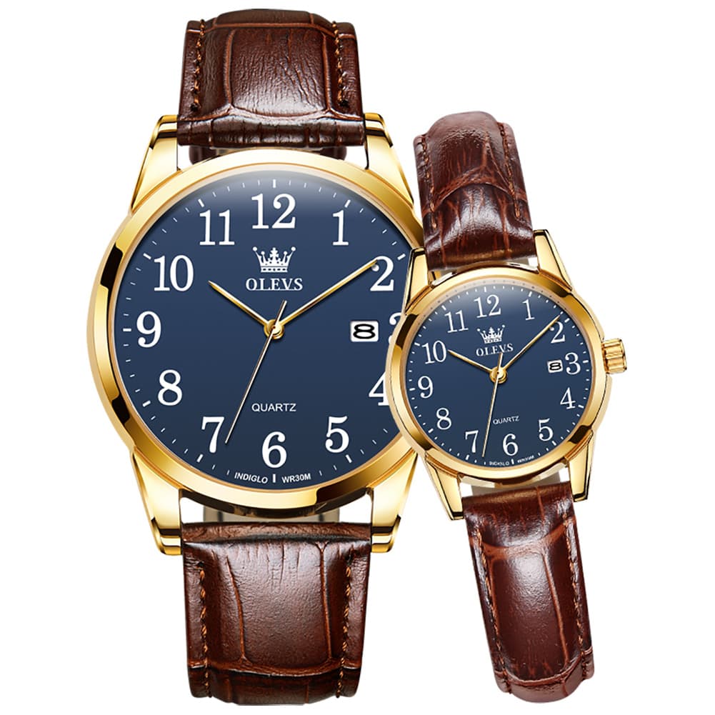 OLEVS Men Classic Leather Dress Watch Arabic Numerals Quartz Date 5566