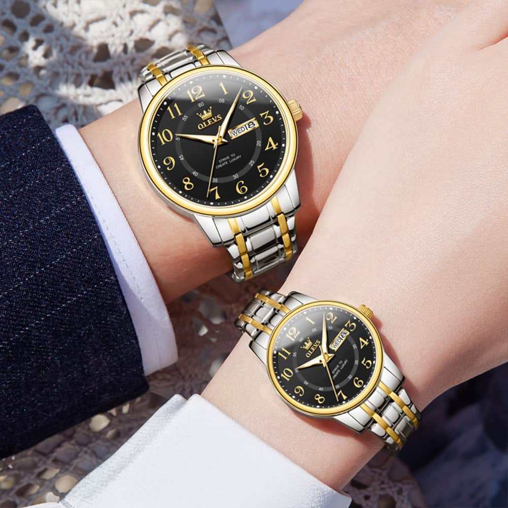 OLEVS 2891 Classic Digital Dial Couples Watch Set for Men Women
