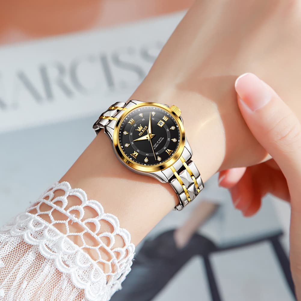 OLEVS 2906 Diamond Day Date Couples Watch Set Men Women
