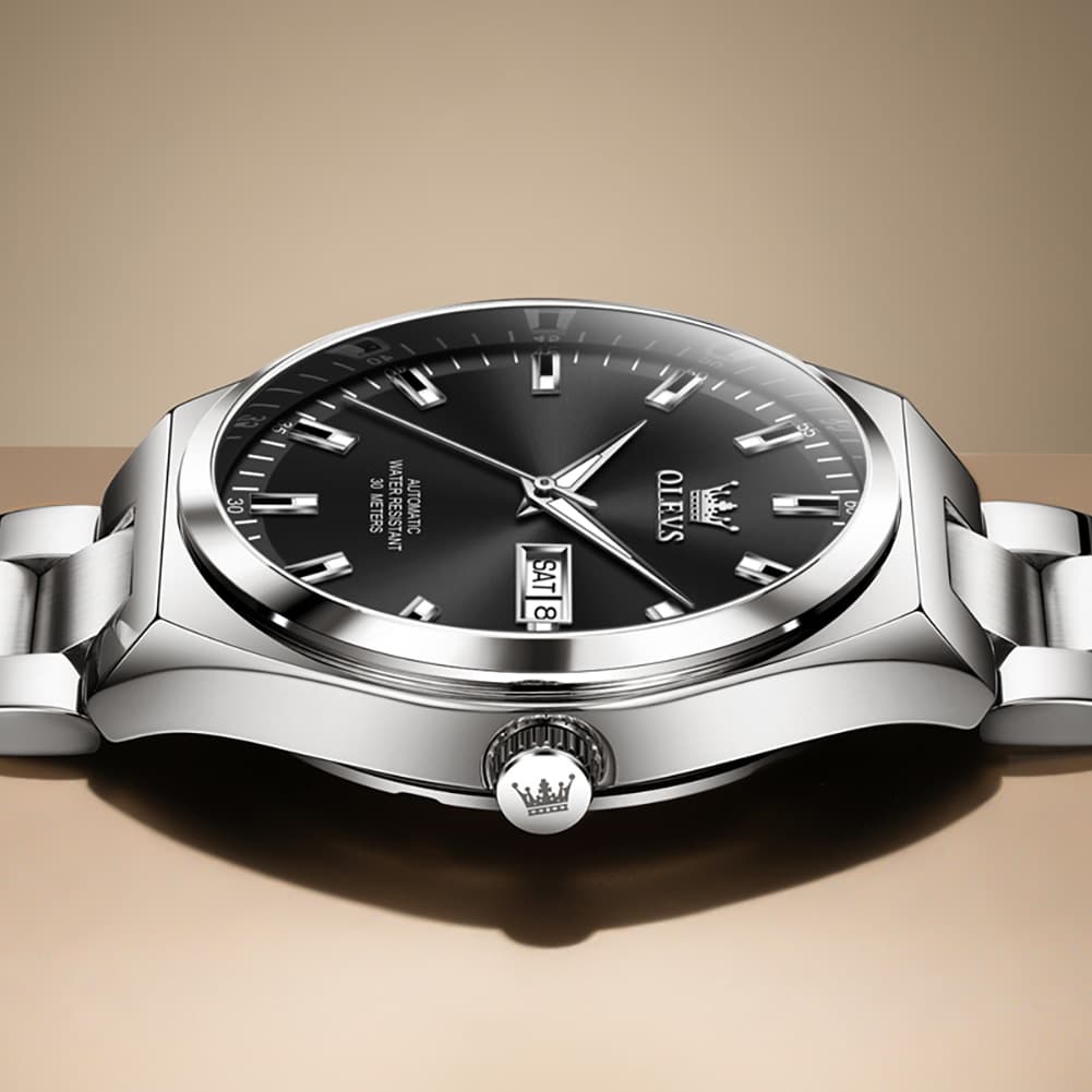 OLEVS Integrated Bracelet Automatic Day Date Watch 9907 for Men