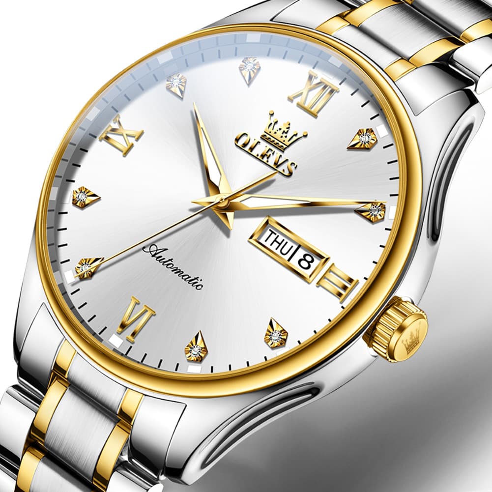 OLEVS Diamond Dial Day Date Automatic Mechanical Watch 9955 for Men