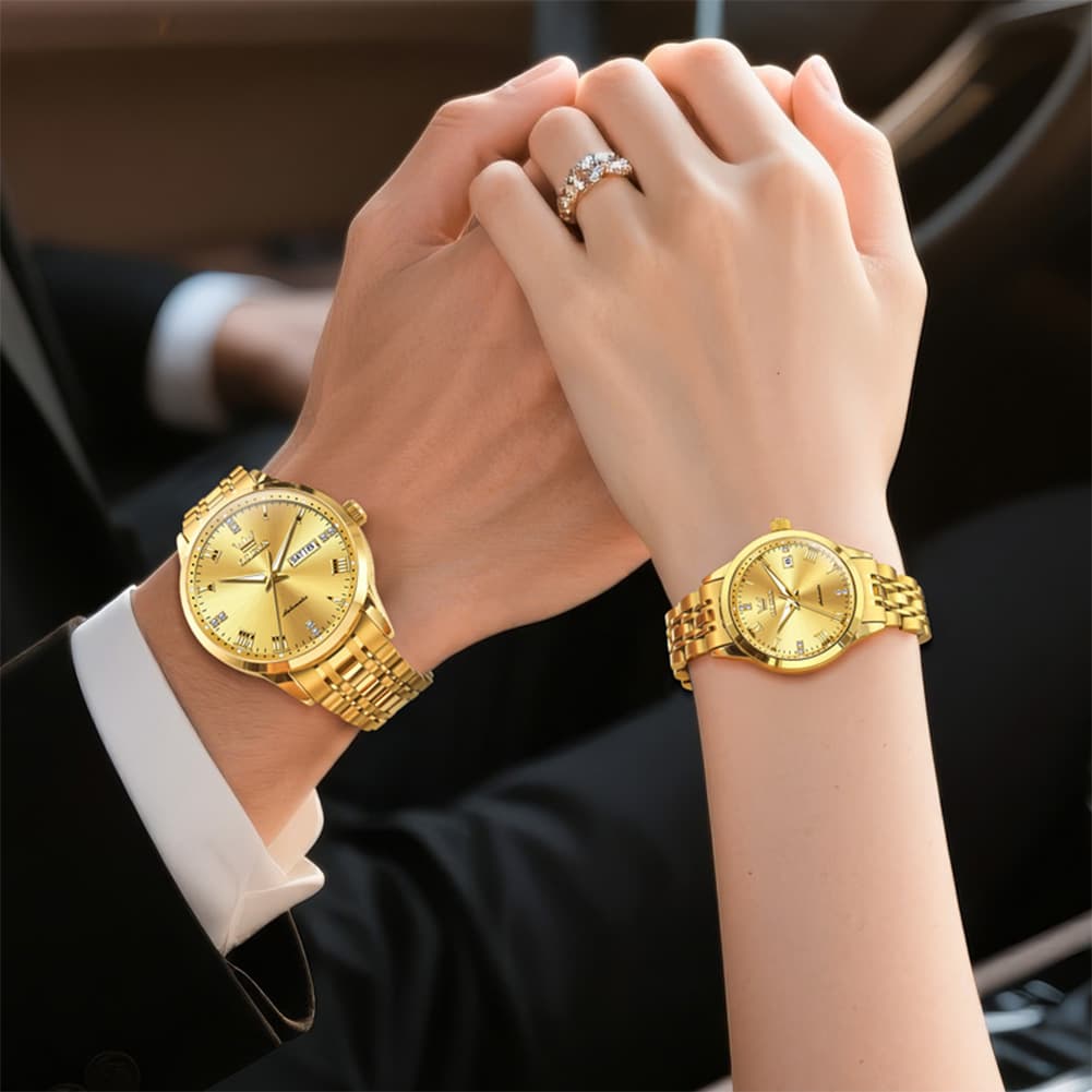OLEVS 7062 Classic Automatic Couples Watch Set