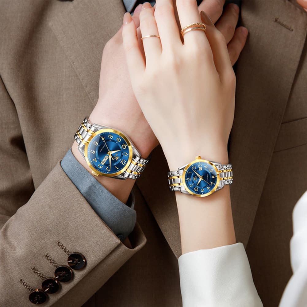 OLEVS 3666 Quartz Luminous Matching Watches For Couples