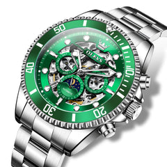 OLEVS 6715 Skeleton Multifunction Moon Phase Sports Mechanical Watch For Men