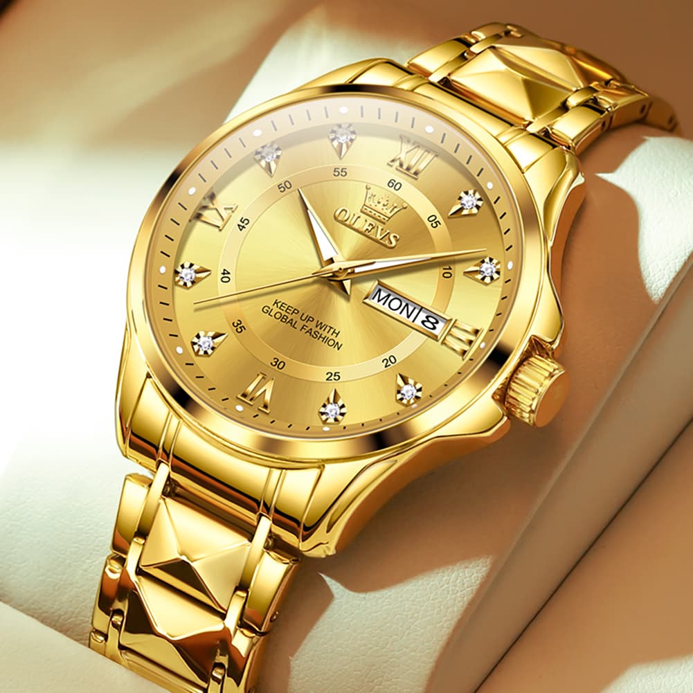 OLEVS 2906 Diamond Day Date Quartz Watch for Men