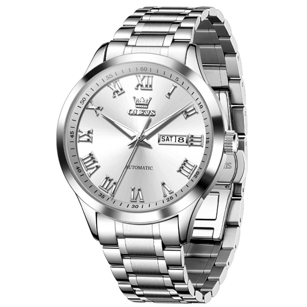 OLEVS 7075 Roman Numeral Dual Calendar Automatic Watch For Men
