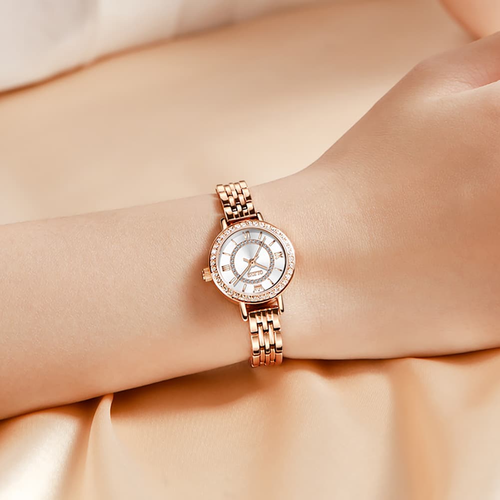 OLEVS Diamond Bezel Jewelry Bracelet Watch 5508 Petite Quartz for Women