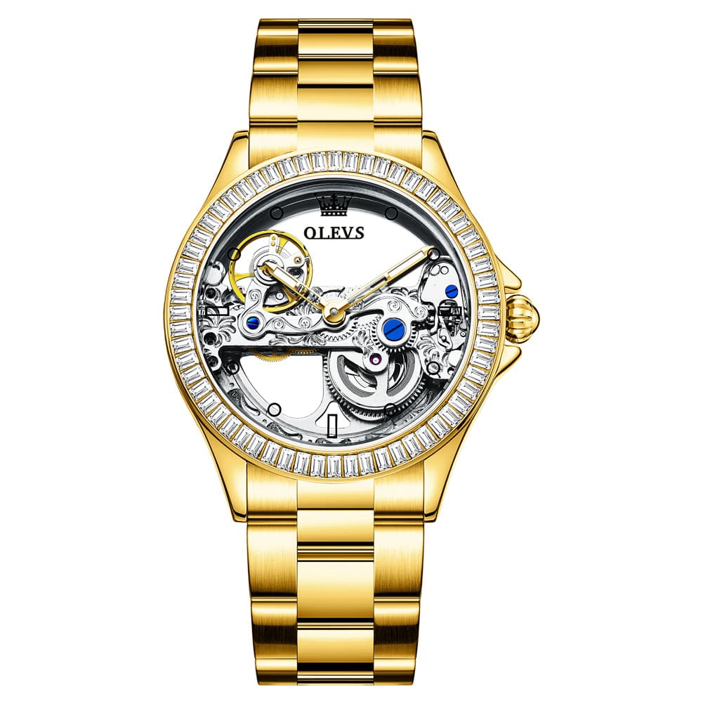 OLEVS 6699 Oversized Skeleton Mechanical Watch for Women