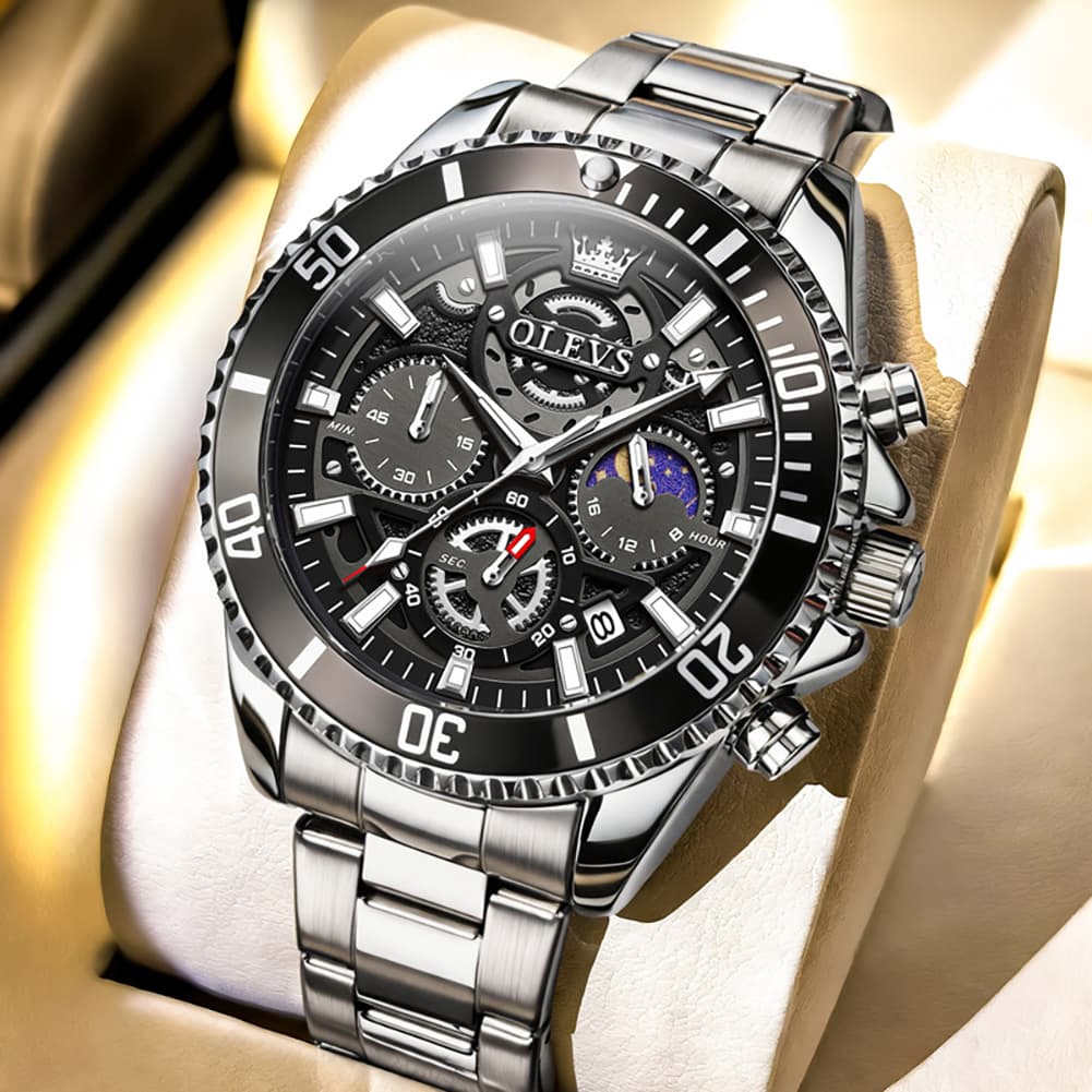 OLEVS 2990 Textured Steel Luminous Sport Watch for Men