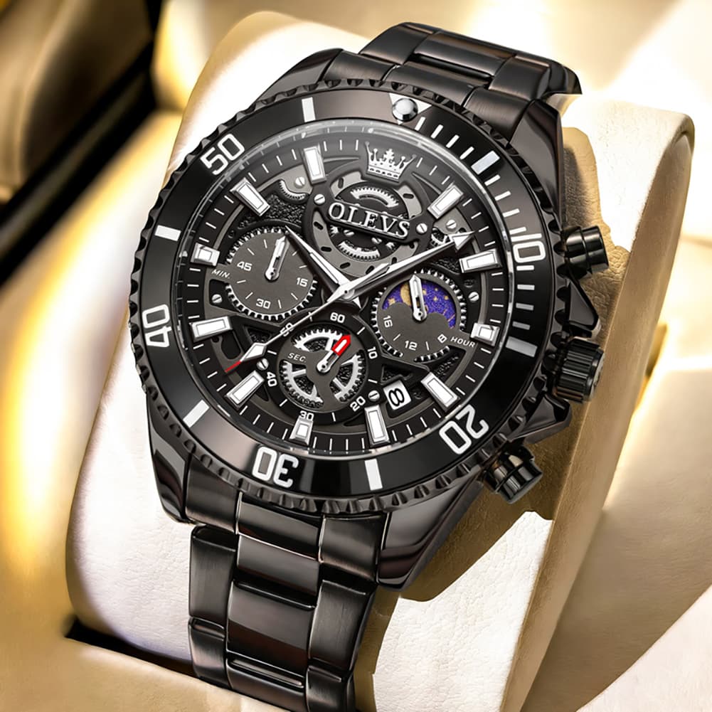 OLEVS 2990 Textured Steel Luminous Sport Watch for Men