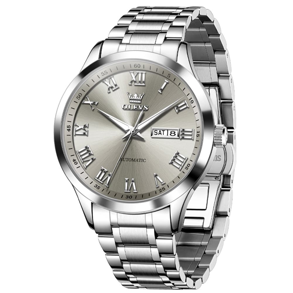 OLEVS 7075 Roman Numeral Dual Calendar Automatic Watch For Men