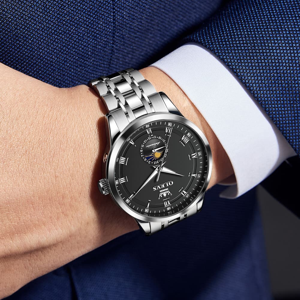 OLEVS 7063 Diamond Moon Phase Automatic Watch For Men