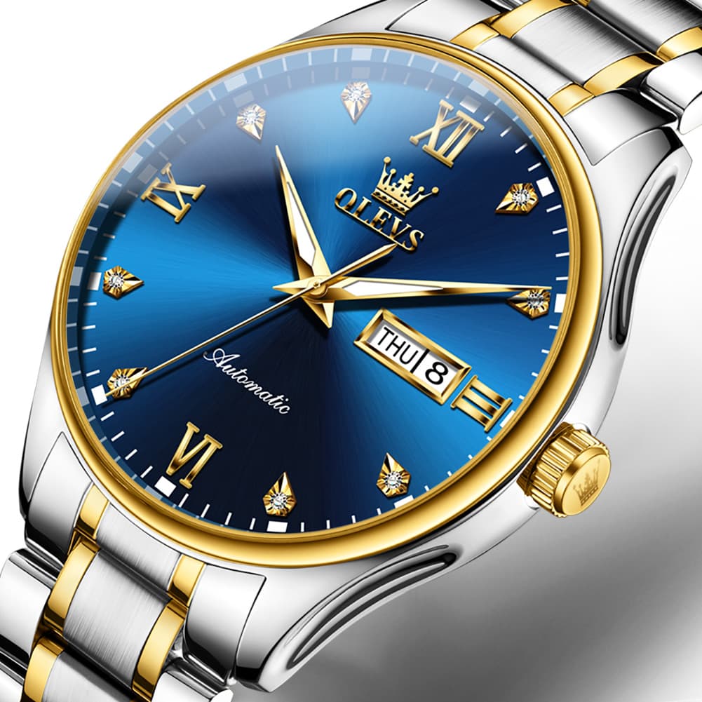 OLEVS Diamond Dial Day Date Automatic Mechanical Watch 9955 for Men