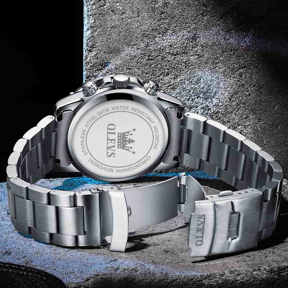 OLEVS 2873 Bold Rivet Bezel Racing Chronograph Watch for Men