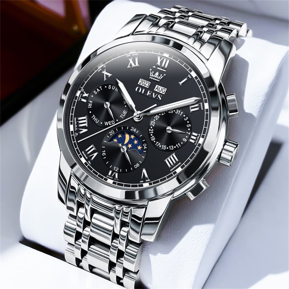 OLEVS 6692 Automatic Moon Phase Multifunction Steel Watch for Men