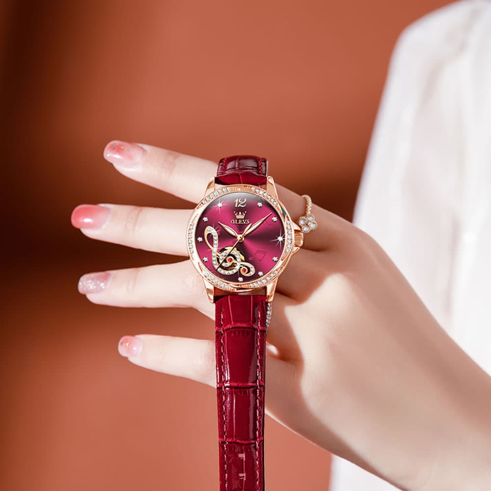 OLEVS 6656 Ceramic Mechanical Musical Note Watch for Women