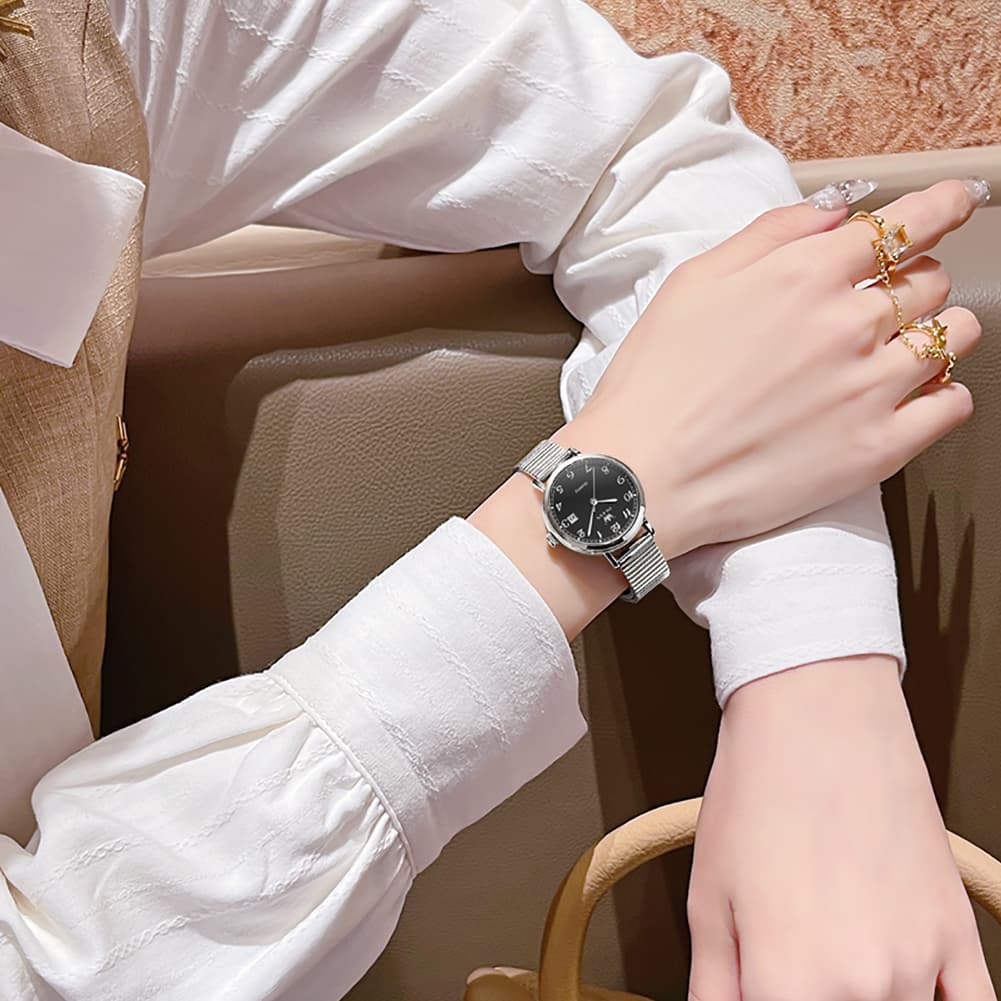 OLEVS Petite Minimalist Mesh Watch with Date 7130 for Women
