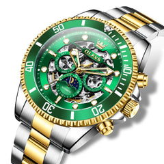 OLEVS 6715 Skeleton Multifunction Moon Phase Sports Mechanical Watch For Men