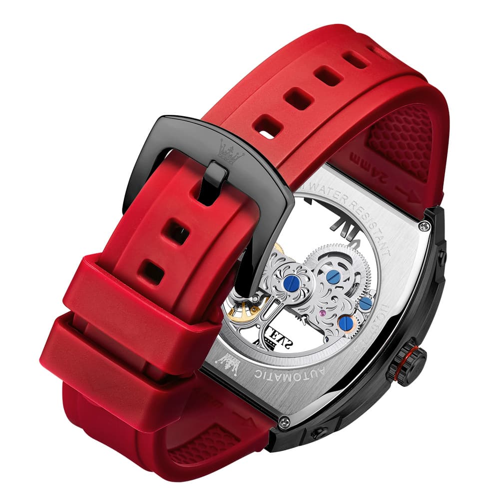 OLEVS 6779 Tonneau Skeleton Mechanical Watch for Men