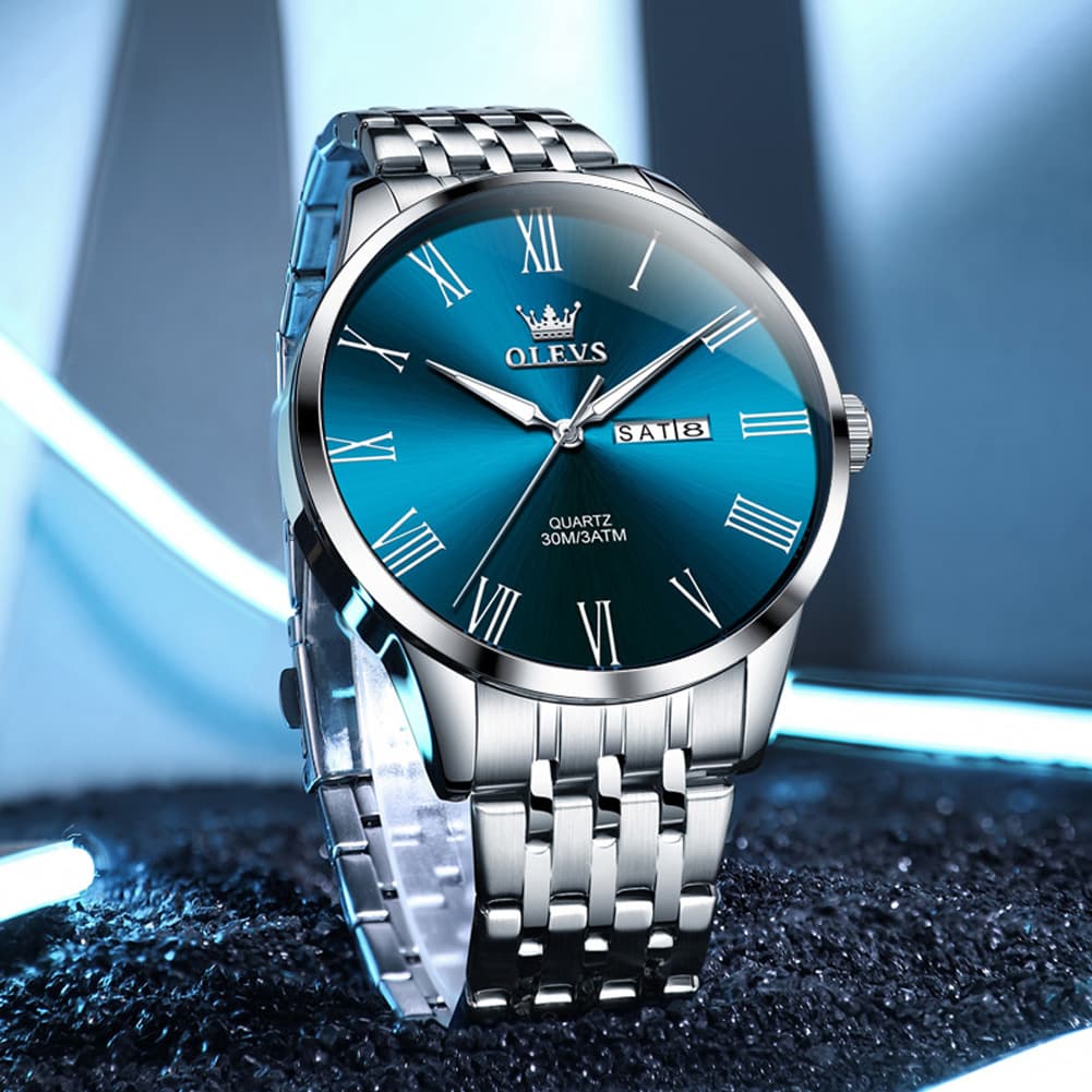OLEVS 3633 Minimalist Sunray Roman Quartz Watch for Men