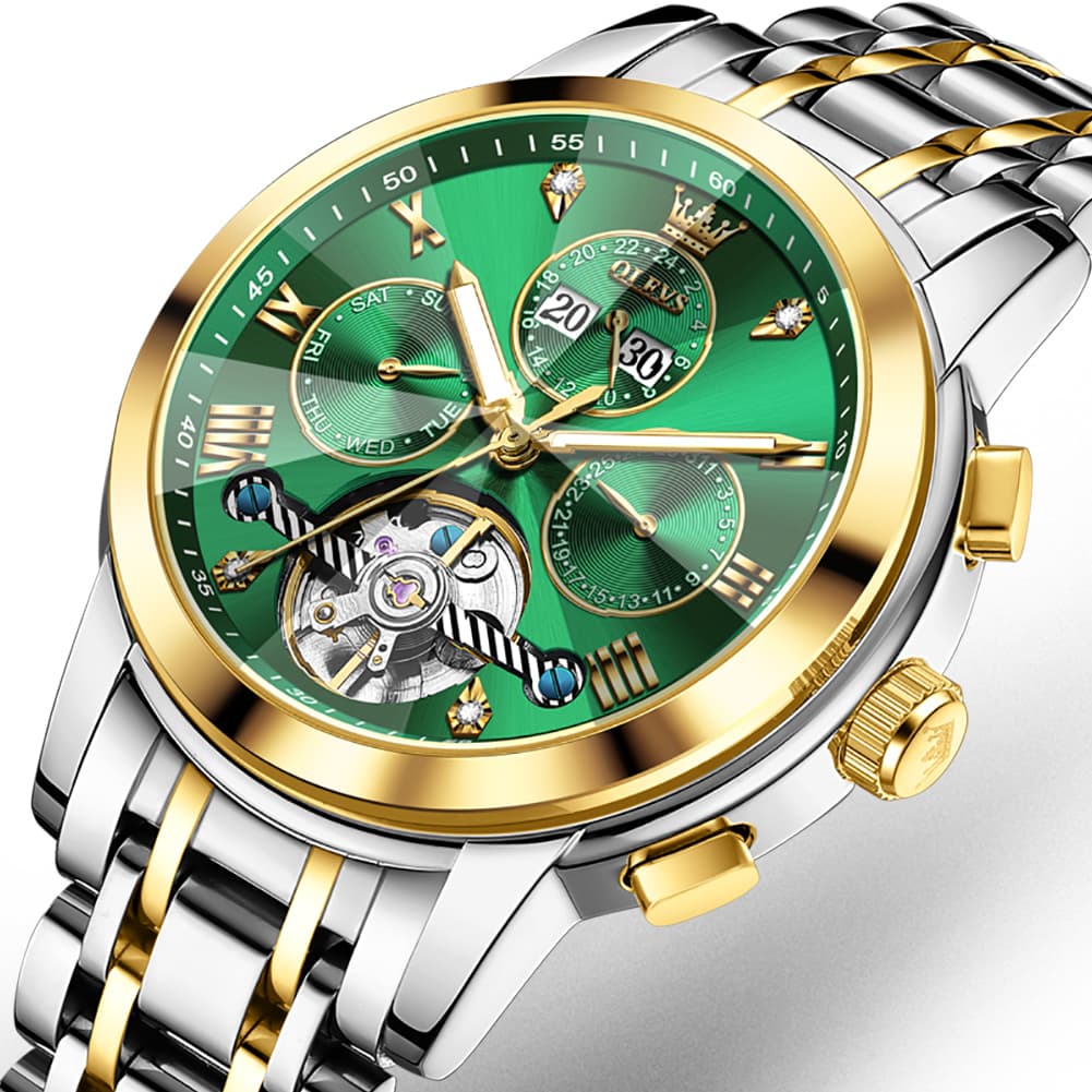 OLEVS 3D Diamond Cut Skeleton Automatic Watch 7121 for Men