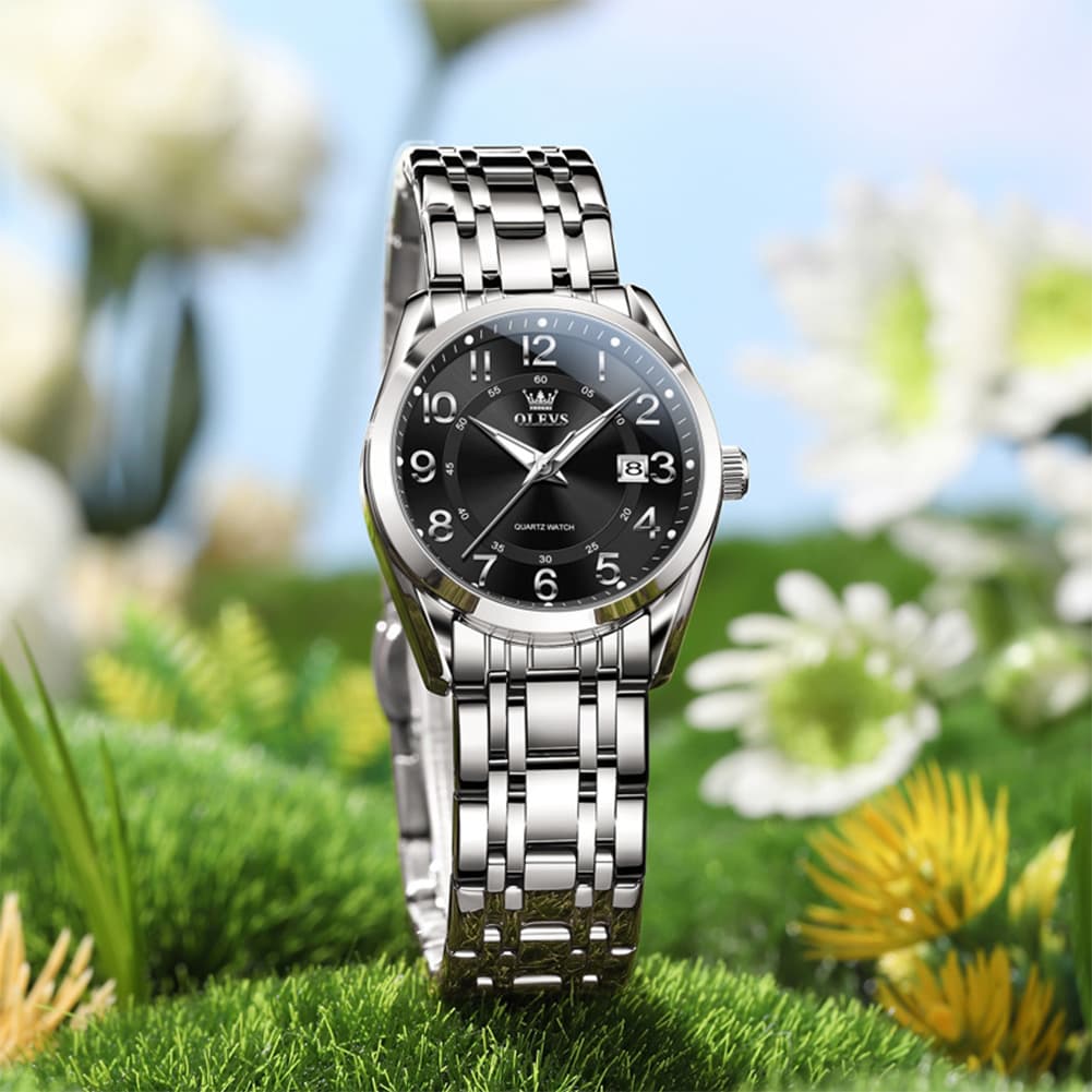 OLEVS 3666 Quartz Luminous Stainless Steel Watch For Women