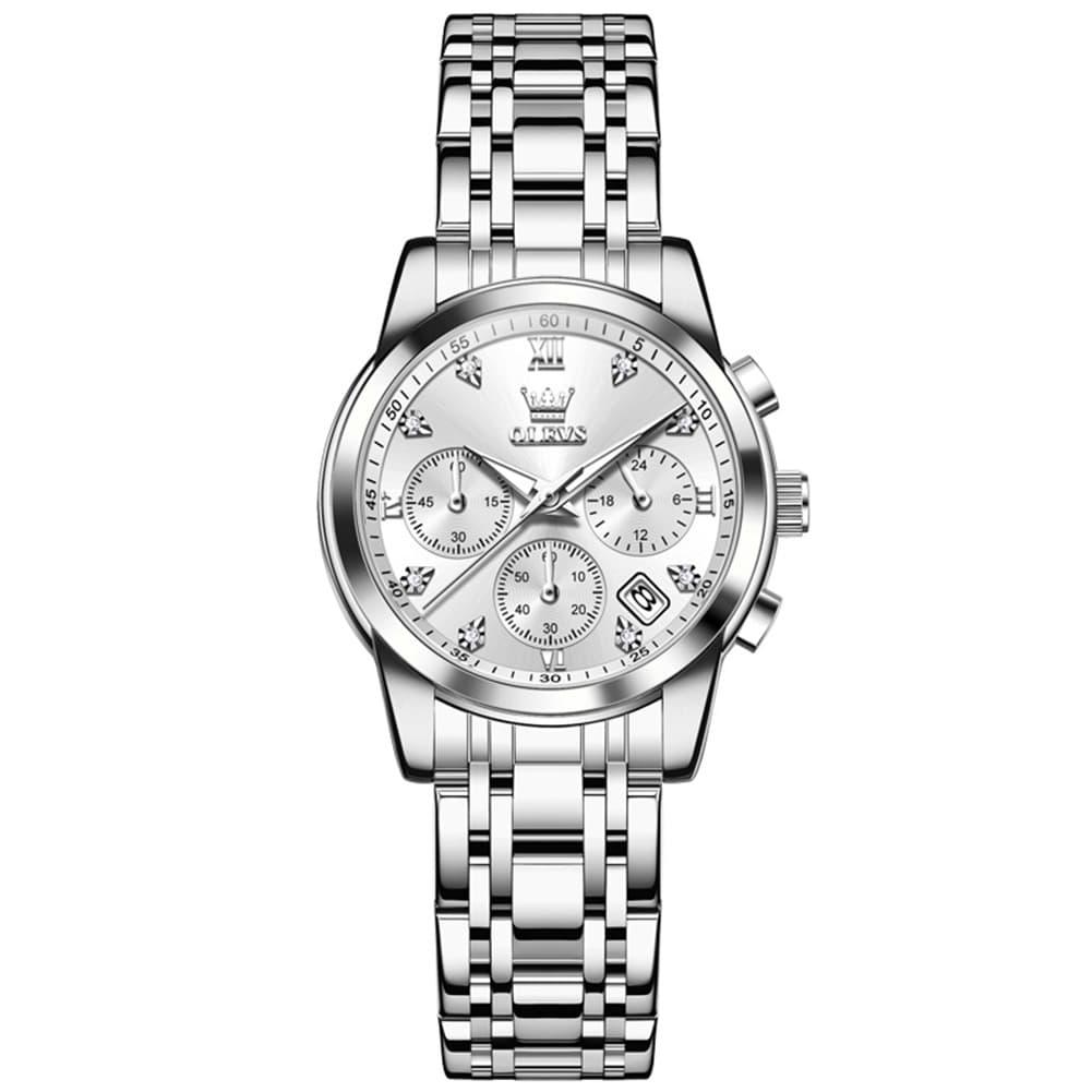 OLEVS 2858 Elegant Moon Phase Chronograph Watch for Women