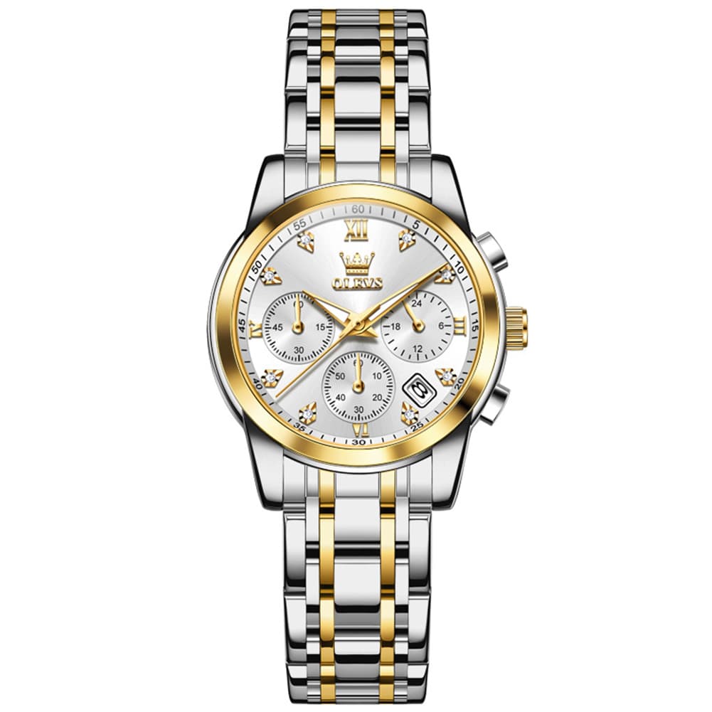 OLEVS 2858 Elegant Moon Phase Chronograph Watch for Women