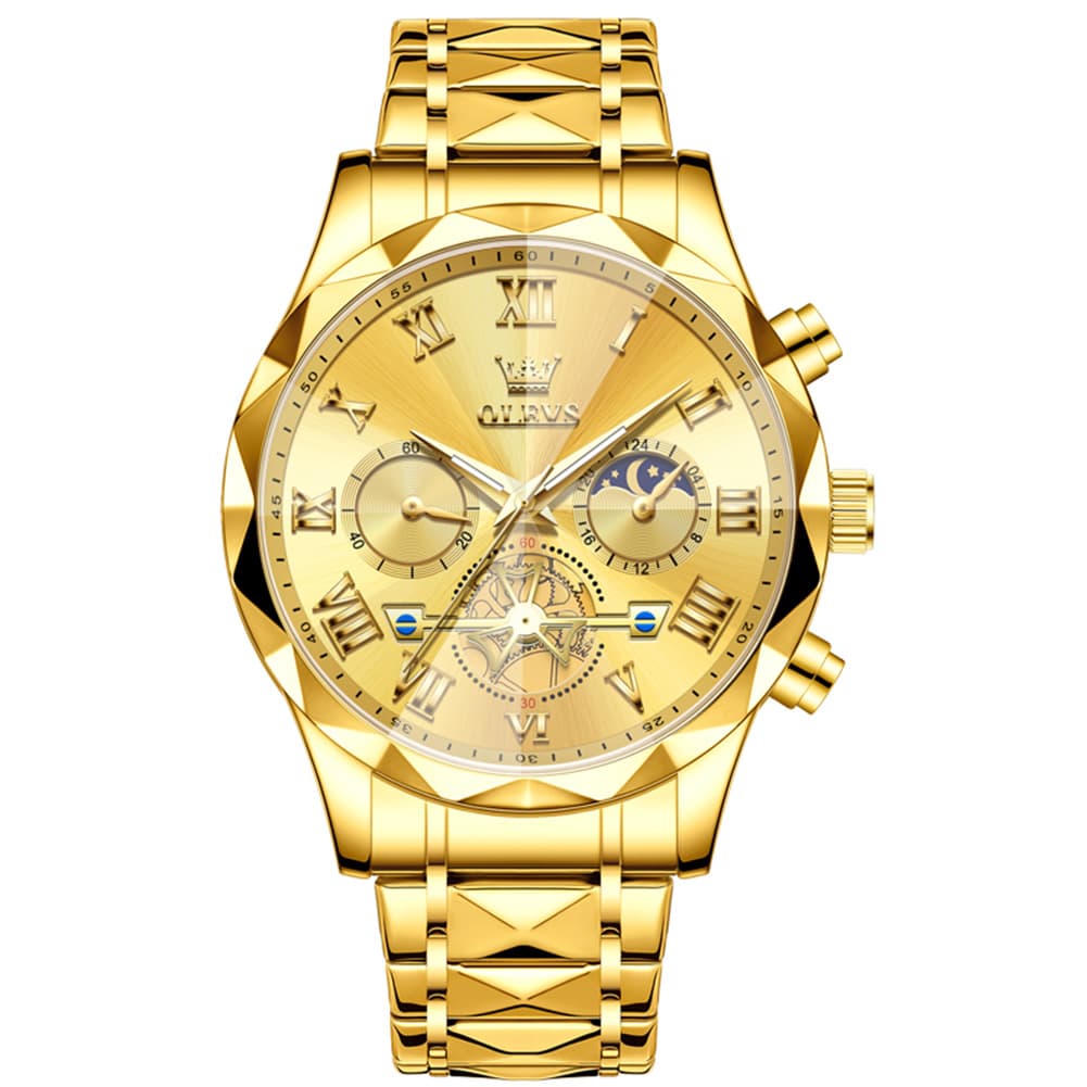 OLEVS 2709 Luxury Moon Phase Open Heart Quartz Watch for Men