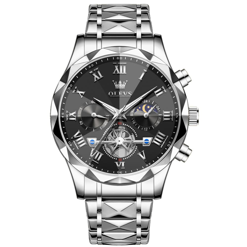 OLEVS 2709 Luxury Moon Phase Open Heart Quartz Watch for Men