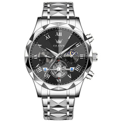 OLEVS 2709 Luxury Moon Phase Open Heart Quartz Watch for Men