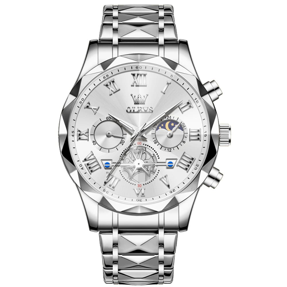OLEVS 2709 Luxury Moon Phase Open Heart Quartz Watch for Men