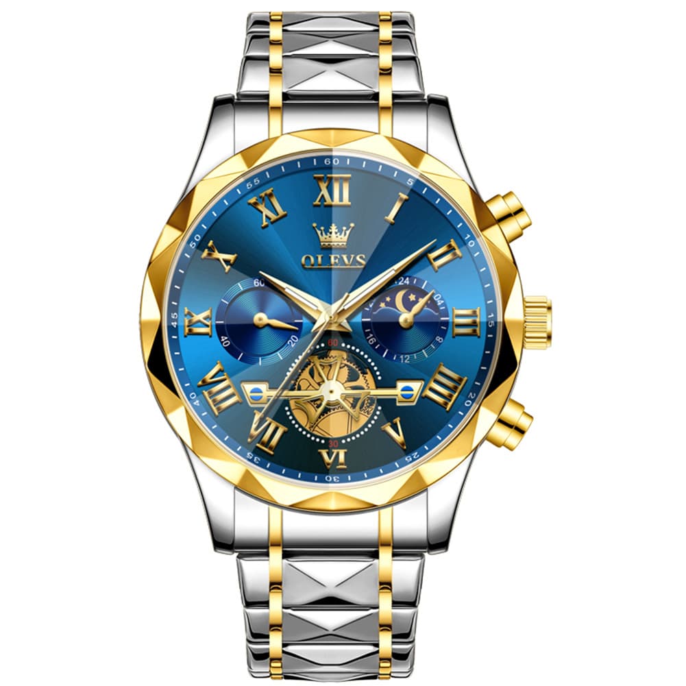 OLEVS 2709 Luxury Moon Phase Open Heart Quartz Watch for Men