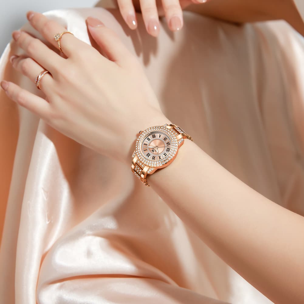 OLEVS 9943 Diamond Paved Dial Luxury Watch for Women