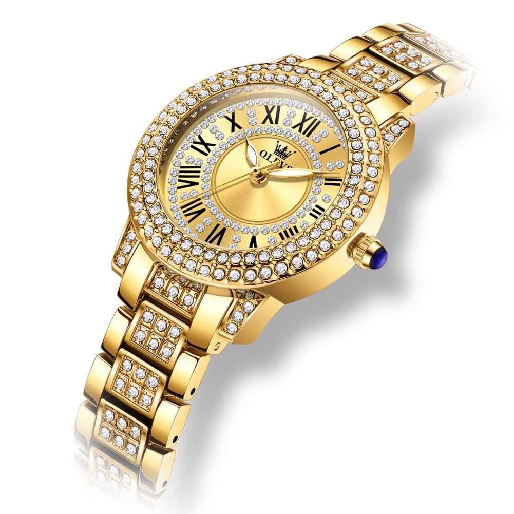 OLEVS 9943 Diamond Paved Dial Luxury Watch for Women