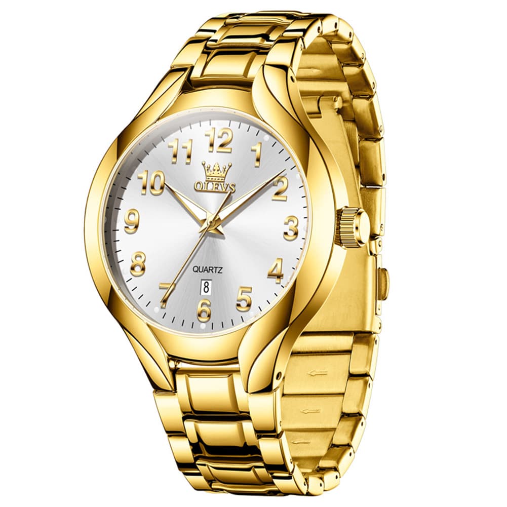 OLEVS 3650 Classic Gold Quartz Watch for Men & Women (His & Hers)
