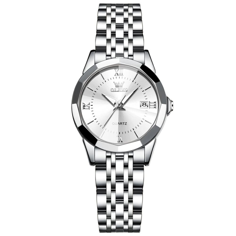 OLEVS 9989 Diamond Cut Glass Couple Dress Watch for Men and Women