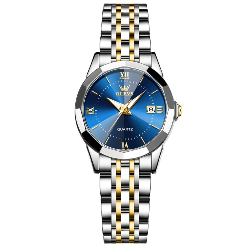 OLEVS 9989 Diamond Cut Glass Couple Dress Watch for Men and Women