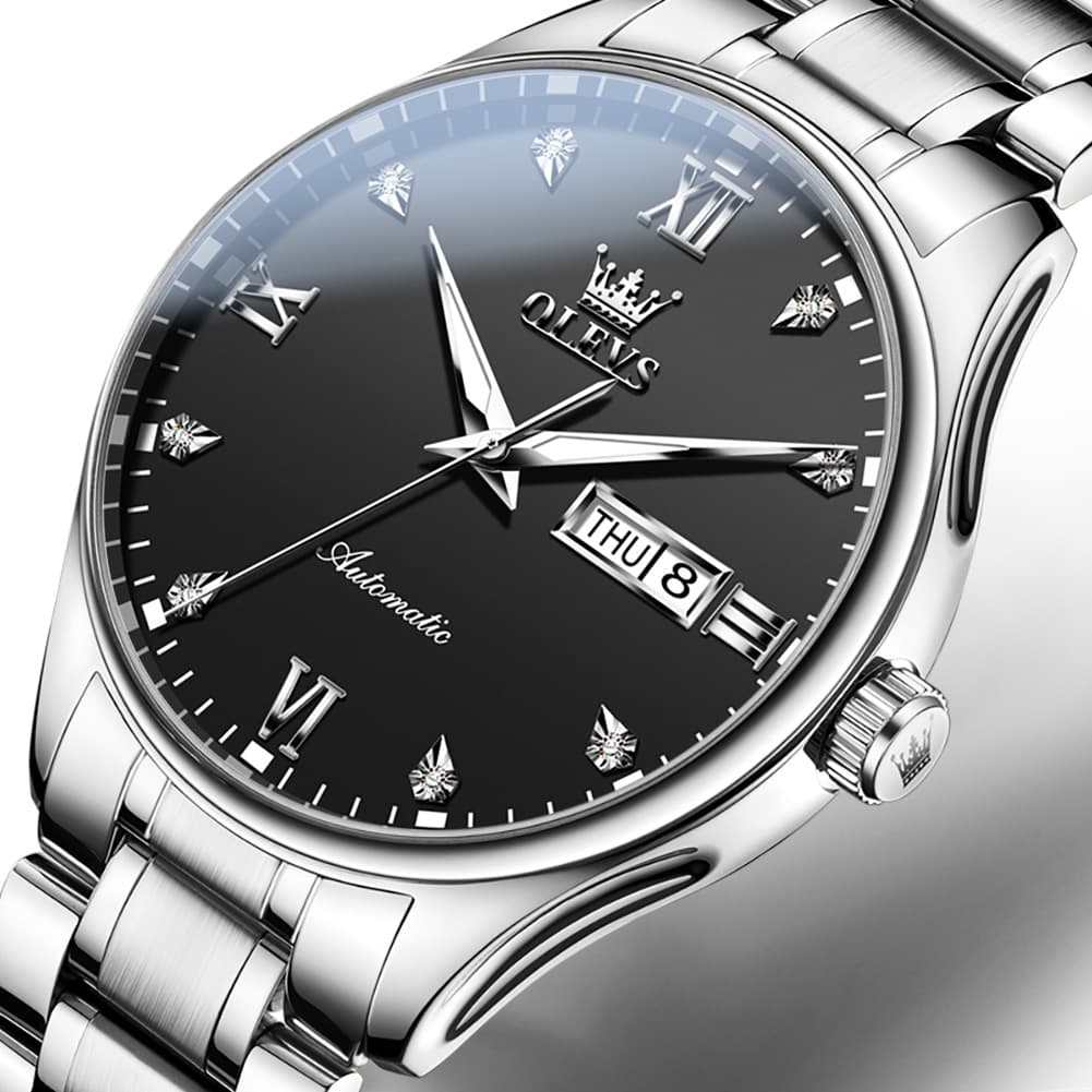 OLEVS Diamond Dial Day Date Automatic Mechanical Watch 9955 for Men