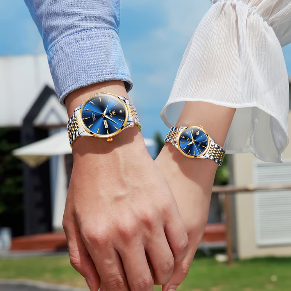 OLEVS 6635 Stainless Steel Automatic Mechanical Couple Watches