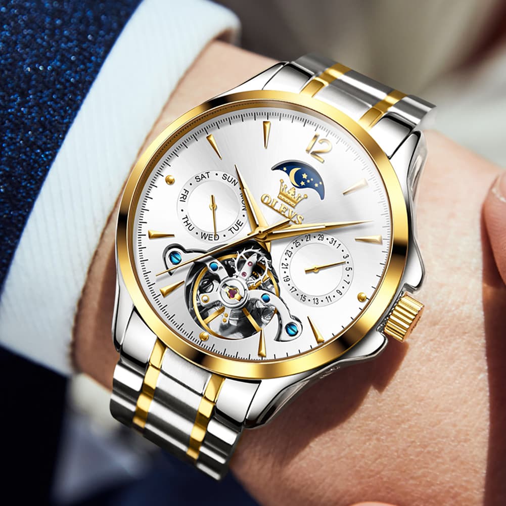OLEVS 6663 Automatic Mechanical Moon Phase Watch for Men