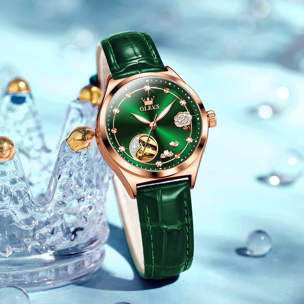 OLEVS 6601 Romantic Open Heart Mechanical Ladies Watch