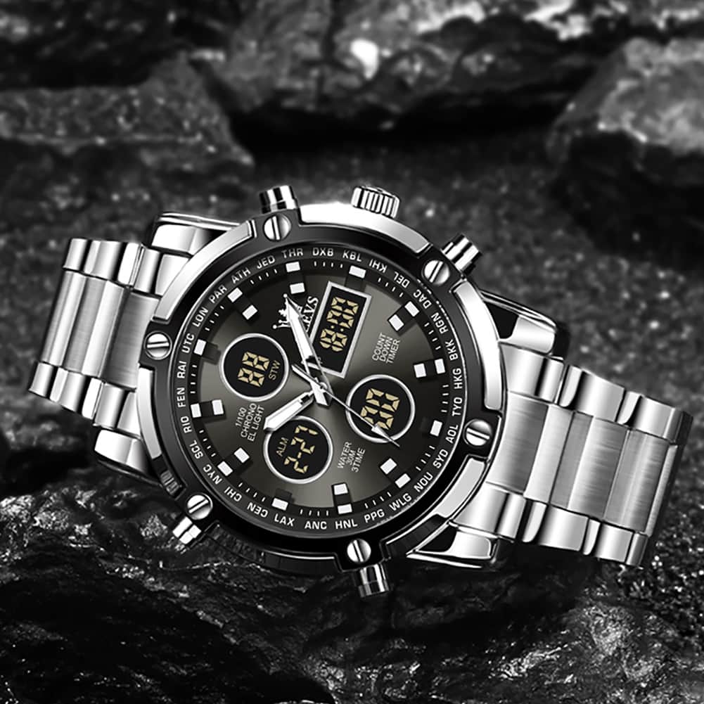 OLEVS 1106 Heavy Duty Dual Display Chronograph Watch for Men