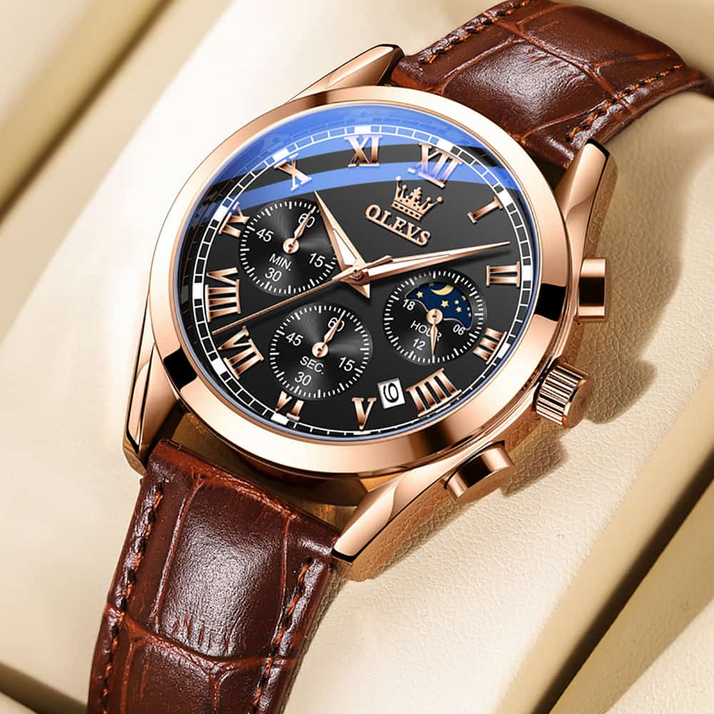OLEVS 2871 Luxury Moon Phase Chronograph Watch for Men