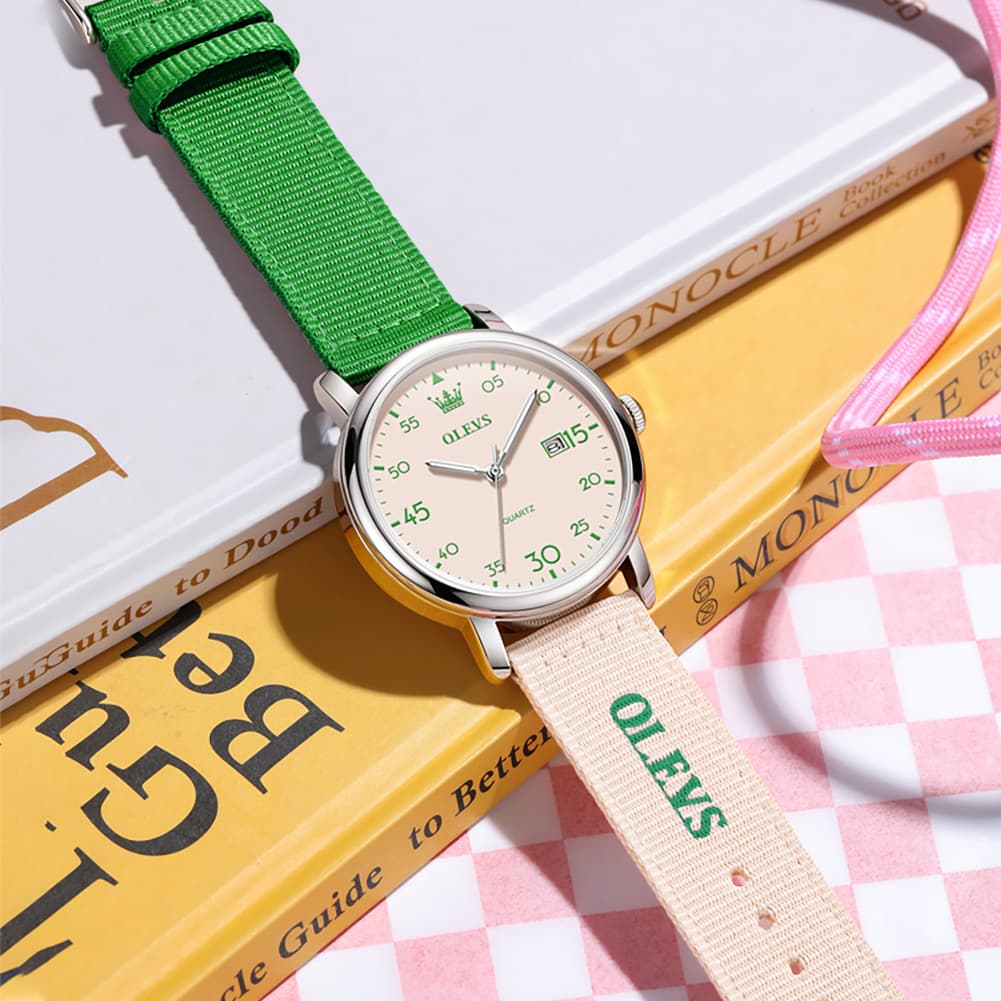 OLEVS 2997 Nylon Strap American Vintage Quartz Watch for Men and Women