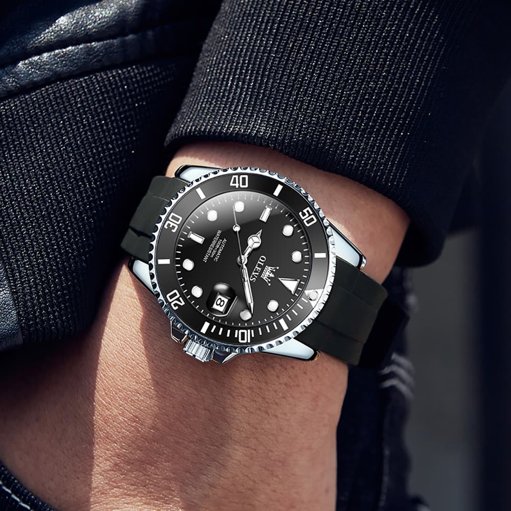 OLEVS 6650 Silicone Automatic Mechanical Dive Watch for Men