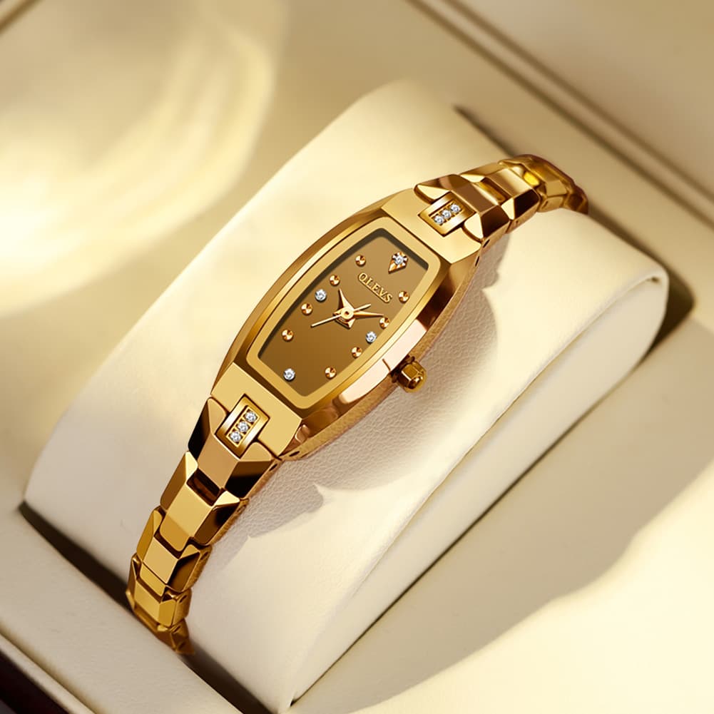 OLEVS 5501 Tonneau Tungsten Steel Quartz Watch for Women